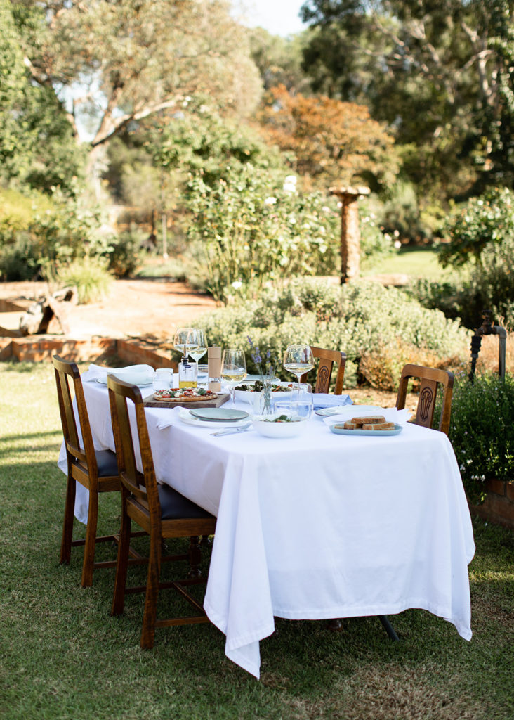 Table spread in farm garden