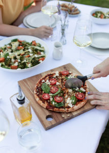 Pizza and salad spread